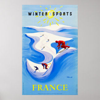 Frankreich Reiseplakat ... Winter Sports Poster