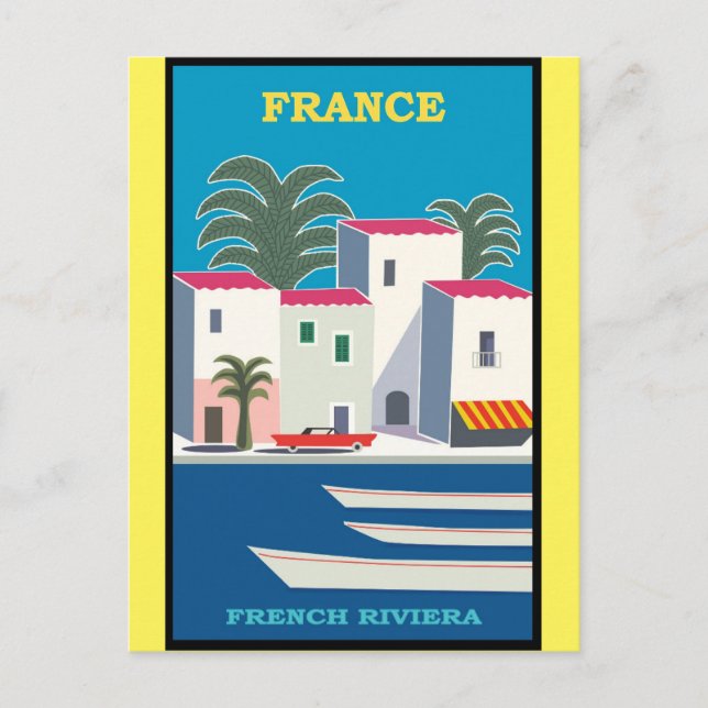 Frankreich Riviera Vintage Travel Poster Postkarte (Vorderseite)