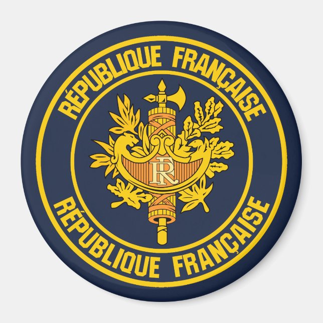 Frankreich Runde Emblem Magnet (Vorne)