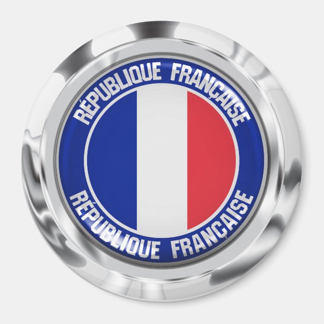 Frankreich Runde Emblem Magnet (Vorne)