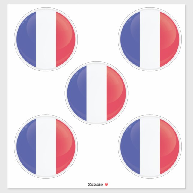 Frankreich Runde Icon-Flagge Aufkleber (Blatt)