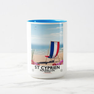 Frankreich-Seebad-Reiseplakat Zweifarbige Tasse