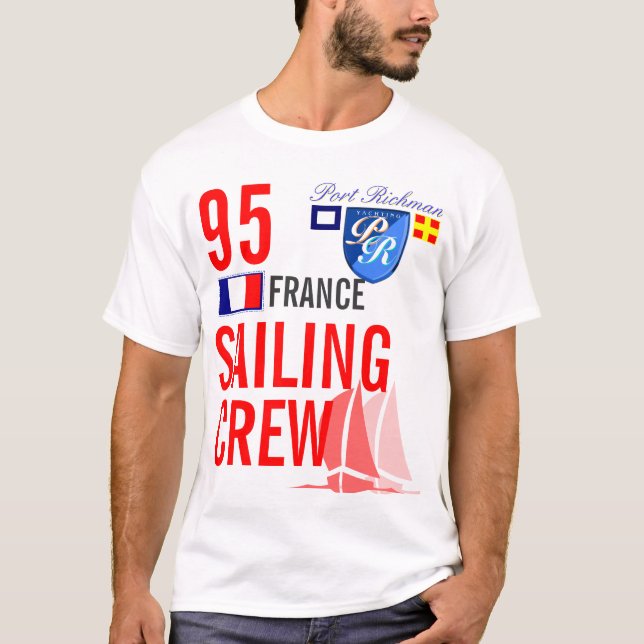 Frankreich-Segeln-Crew nautisch T-Shirt (Vorderseite)