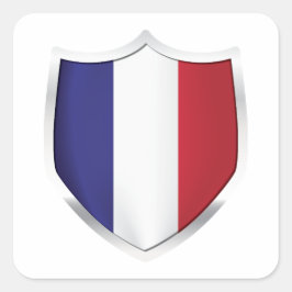 Frankreich - Silberschild Quadratischer Aufkleber