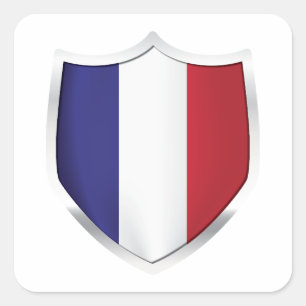 Frankreich - Silberschild Quadratischer Aufkleber