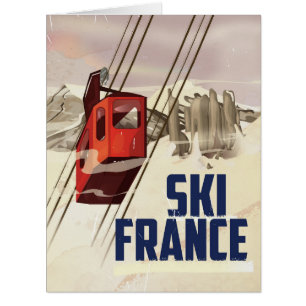Frankreich Skifahren Vintage Reise Poster.