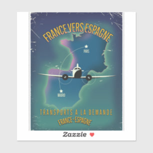 Frankreich - Spanien - Ferienplakat Aufkleber