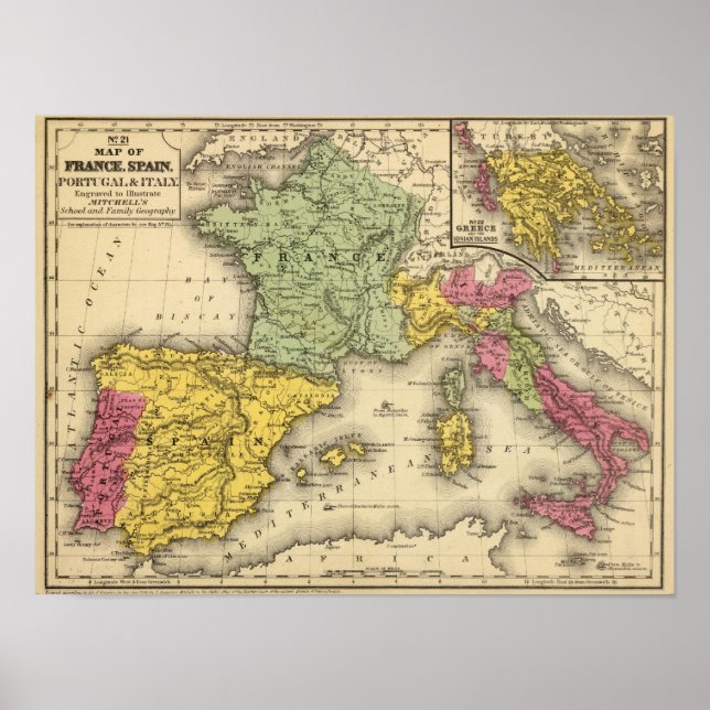 Frankreich, Spanien, Portugal, Italien Poster (Vorne)