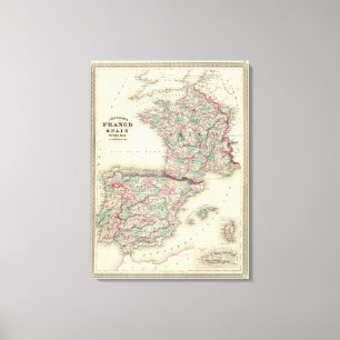 Frankreich, Spanien und Portugal Leinwanddruck