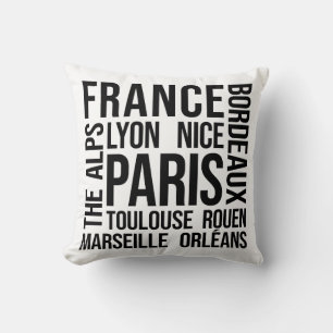 Frankreich Städte Word Art - Paris Reisen Kissen