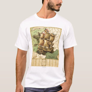Frankreich stellte als ShipPanoramic Karte dar T-Shirt