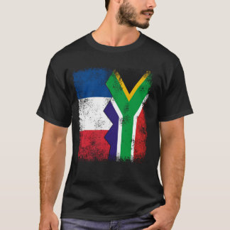 Frankreich Südafrika Flaggen Halbsüdafrikanisches  T-Shirt