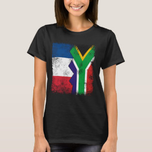 Frankreich Südafrika Flaggen Halbsüdafrikanisches  T-Shirt