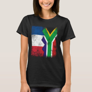 Frankreich Südafrika Flaggen Halbsüdafrikanisches T-Shirt