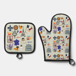 Frankreich Symbole Ofenhandschuh & Topflappen-Set