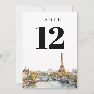 Frankreich Tischnummer Watercolor Paris