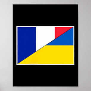 Frankreich Ukraine-Flagge Französische Ukrainische Poster