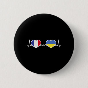 Frankreich Ukraine Herz Liebe Herz Linie  Button