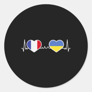 Frankreich Ukraine Herz Liebe Herz Linie Runder Aufkleber
