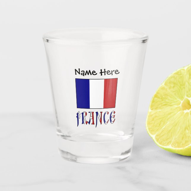 Frankreich und die französische Flagge mit Ihrem N Schnapsglas (Vorderseite)