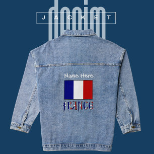 Frankreich und die französische Flagge Weißer Pers Jeansjacke