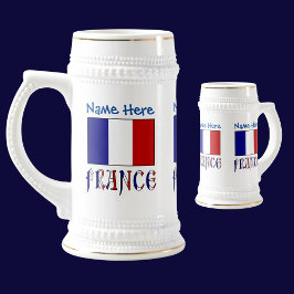 Frankreich und Frankreich - Blaue Personalisierung Bierglas