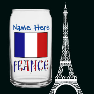 Frankreich und Frankreich - Blaue Personalisierung Dosenglas