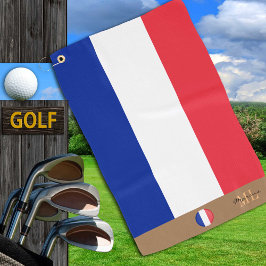 Frankreich und Frankreich flaggen mit Monogramm Go Golfhandtuch