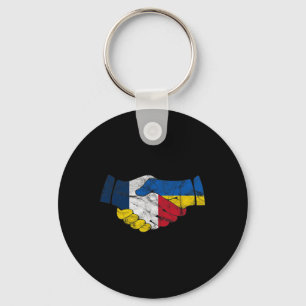 Frankreich Und Ukraine Freundschaft Handschlag Fla Schlüsselanhänger