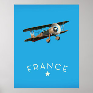 Frankreich Vintage-Flugposter Poster