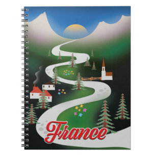 Frankreich Vintage-Reiseposter. Notizblock