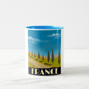 Frankreich Vintage-Reiseposter Zweifarbige Tasse