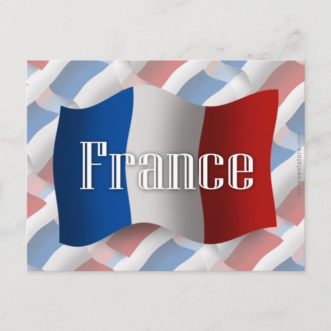 Frankreich Waving Flag Postkarte (Vorderseite)
