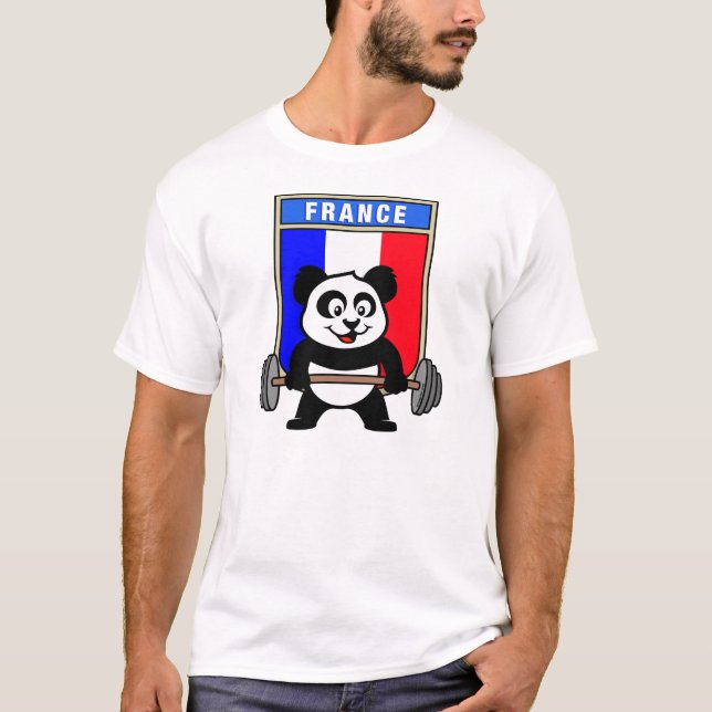 Frankreich Weightheben Panda T-Shirt (Vorderseite)