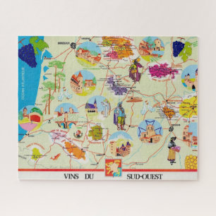 Frankreich Weinkarte 16x20