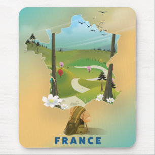 Frankreichkarte Vintage-Reiseposter Mousepad