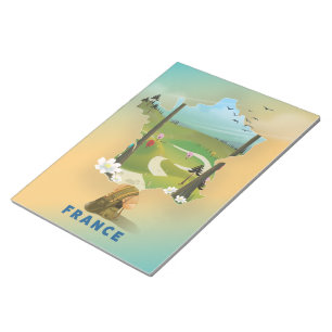 Frankreichkarte Vintage-Reiseposter Notizblock