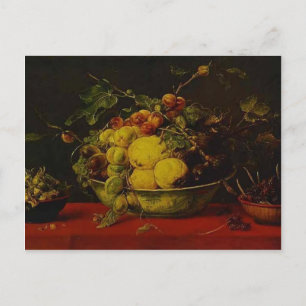 Frans Snyders-Frucht in einer Schüssel auf einem r Postkarte