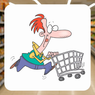 Frantic Shopper Quadratischer Aufkleber