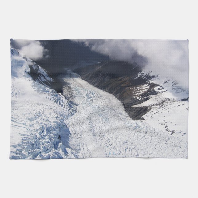 Franz Josef Glacier Aerial View, Neuseeland Geschirrtuch (Horizontal)
