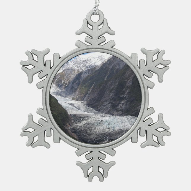Franz Josef Glacier, Neuseeland Schneeflocken Zinn-Ornament (Vorderseite)