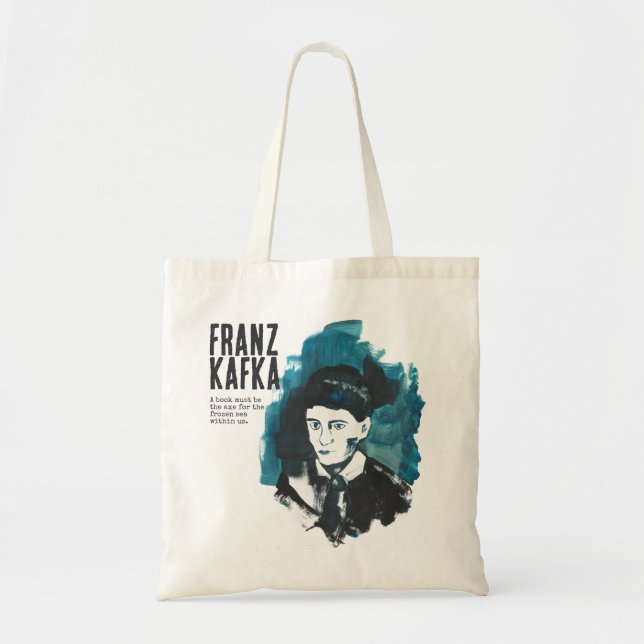 Franz Kafka Portrait mit benutzerdefiniertem Text  Tragetasche (Vorne)