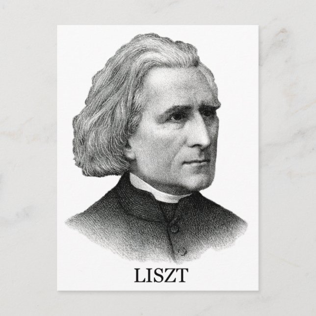 Franz Liszt, schwarz Postkarte (Vorderseite)