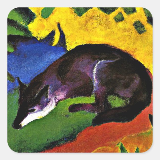 Franz Marc - Blue Fox Quadratischer Aufkleber (Vorderseite)