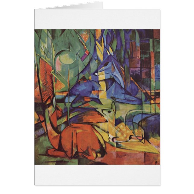 Franz Marc - cerf commun dans le faon de la lune (Devant)