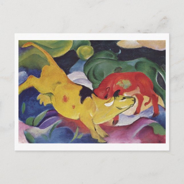 Franz Marc - Cows Red Green Yellow 1912 Cow Leinwa Postkarte (Vorderseite)