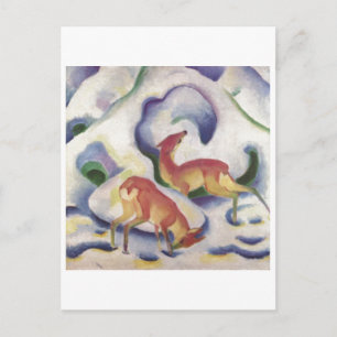 Franz Marc - Deer in Snow 1911 Leinwand Fawn Doe Postkarte