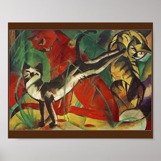 Franz Marc, Fine Art, Three Cats, Poster (Vorne)