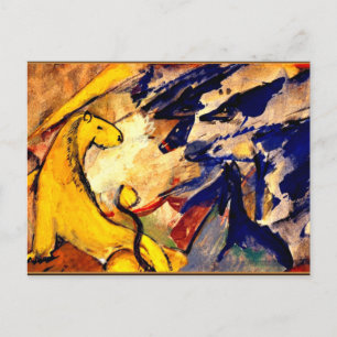 Franz Marc - Gelber Löwe, Blaue Füchse, Blaues Pfe Postkarte