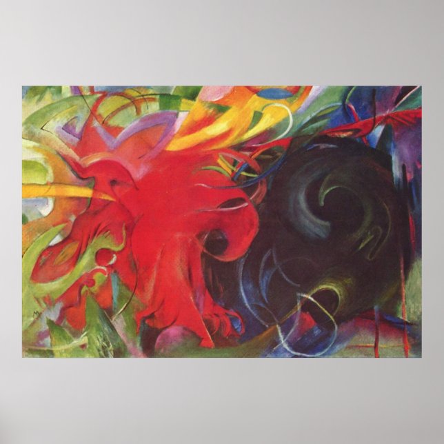 Franz Marc - Kampfformen 1914 Farbe Schwarz Poster (Vorne)